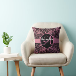 Almofada Moody Floral Escuro no Monograma Rosa