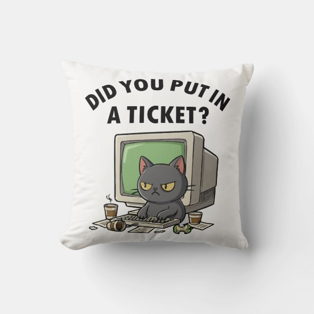 Almofada Moody helpdesk cat pergunta se você colocou um bil (Frente)
