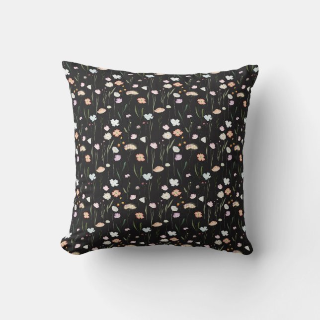 Almofada Moody Wildflower Black Floral Patterno (Frente)