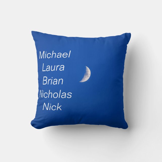 Almofada Moon Blue Nomes Personalizados – Design Noturno Ce (Frente)