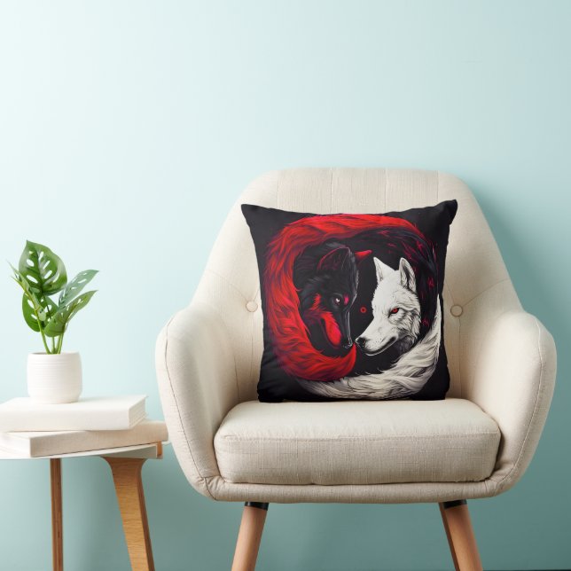Almofada Moon Crimson Red White Wolf (Cadeira)