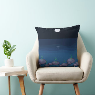 Almofada Moonlit Ocean Night Throw Pillow | Deep Blue Sea W