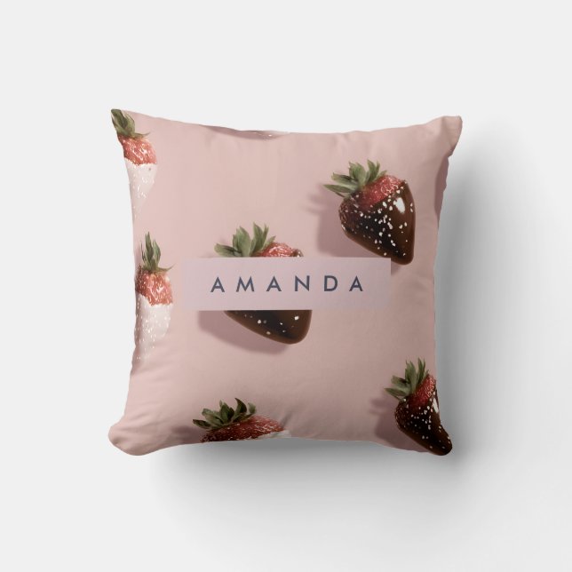 Almofada Morango-de-coleira-branca-branca personalizada (Frente)