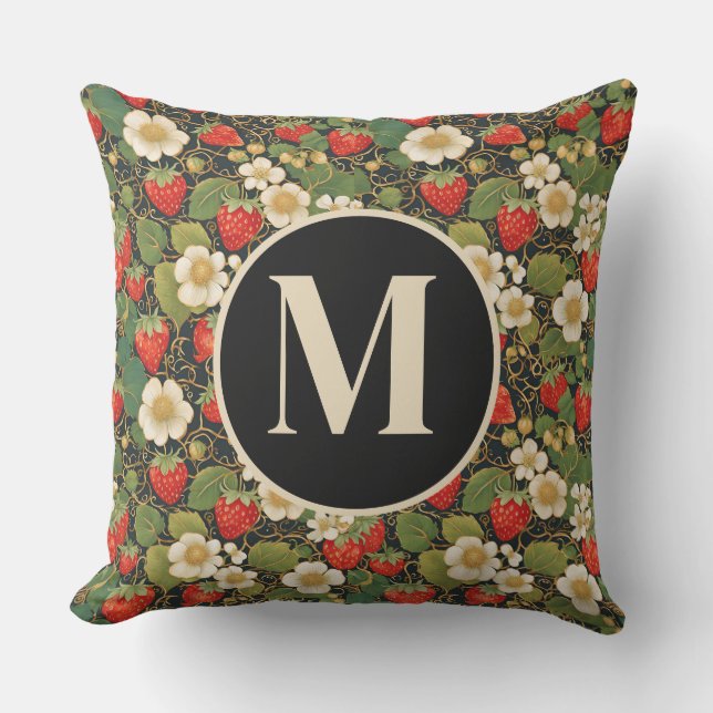 Almofada Morango Monograma Personalizado (Frente)