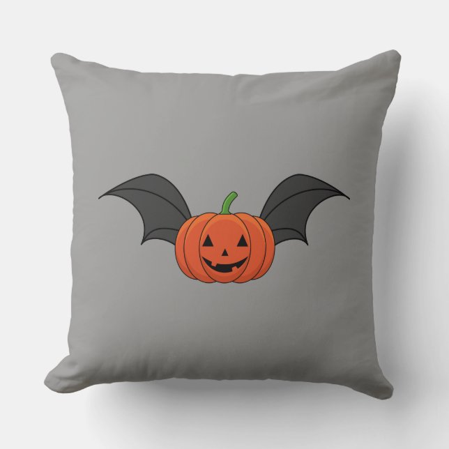 Almofada Morcego de Abóbora de Halloween (Frente)