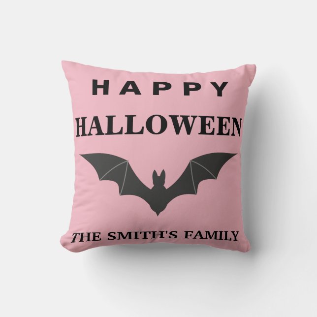 Almofada Morcego Feliz de Halloween Personalizado (Frente)