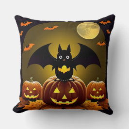 Almofada 🦇🌙 Morcego Fofo Abóbora Gata Halloween Brilho
