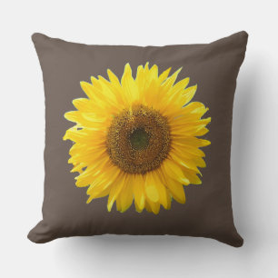 Almofada Morderno Girassol Amarelo no Marrom