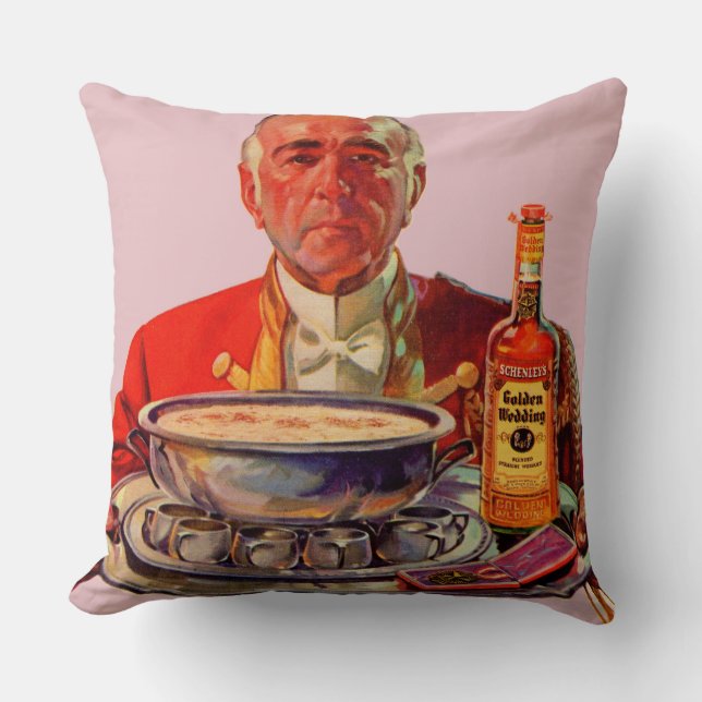 Almofada Mordomo de 1937 com uísque de bandeja e Ouro (Frente)