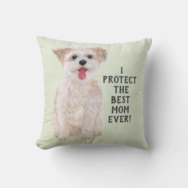 Almofada Morkie Guard Dog Small Throw Pillow (Frente)