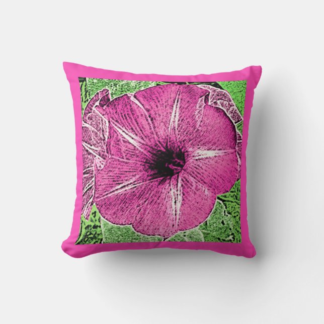 Almofada Morning Glory Block Impressão - fuchsia rosa (Frente)