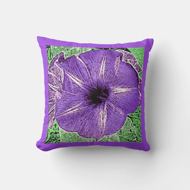 Almofada Morning Glory Block Impressão - violeta suave (Frente)