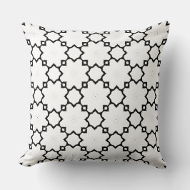 Almofada Moroccan Star Lattice Black and White Pattern