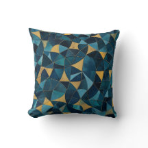 Mosaico Abstrato azul e Dourado