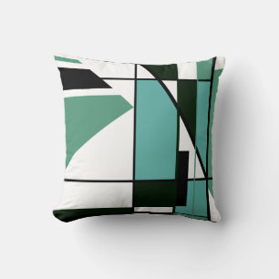 Almofada Mosaico Abstrato geométrico em verde, branco, pre