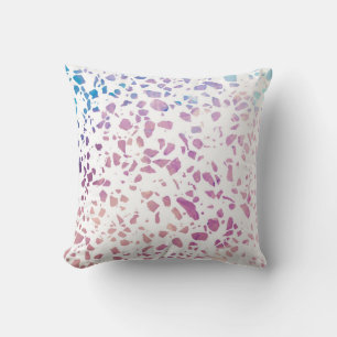 Almofada Mosaico Abstrato Terrazzo Padrão Rosa e Azul