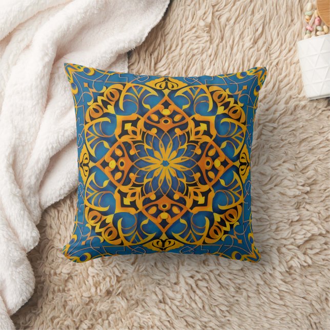 Almofada mosaico amarelo azul (Cobertor)