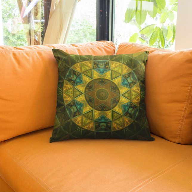 Almofada Mosaico Caleidoscópio Flor Amarelo e Verde (Criador carregado)