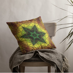 Almofada Mosaico Caleidoscópio Flor Verde e Amarelo