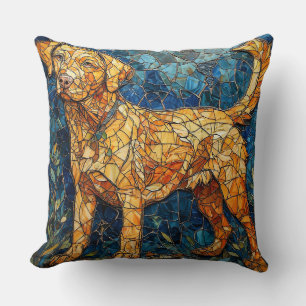 Almofada Mosaico Colorido de Vidro Pintado de Cachorro Gold