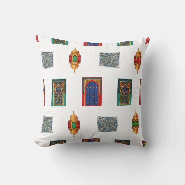 Almofada Mosaico das Portas e Lanternas de Marrocos (Frente)