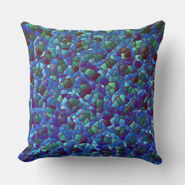 Almofada Mosaico, de azul lilás fumado ou salgado e verde