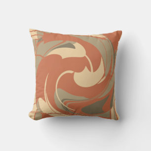 Almofada Mosaico de Beige Laranja Vermelho abstrato Floral