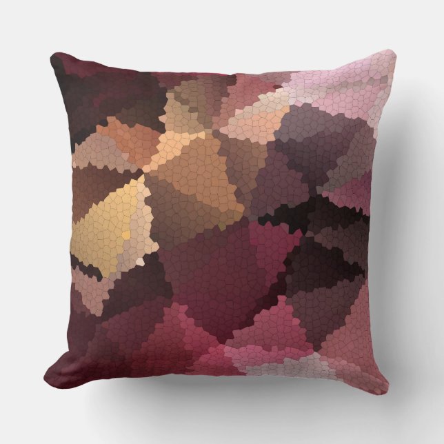 Almofada Mosaico em cores castanho-rosa e amarelo (Frente)