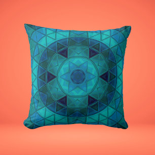 Almofada Mosaico - Flor de Mandala - Azul
