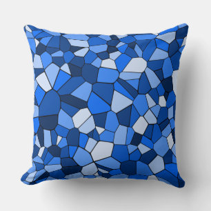Almofada Mosaico Geométrico Azul Moderno