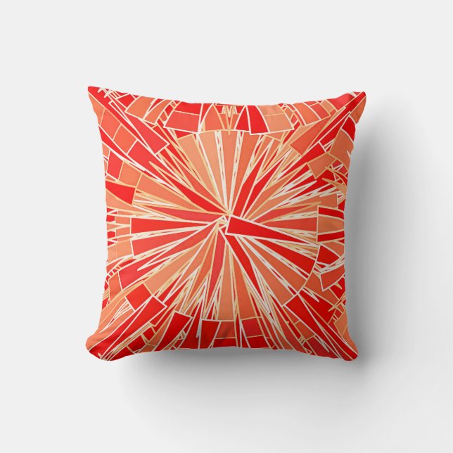 Almofada Mosaico Geométrico Moderno, Laranja Coral (Frente)