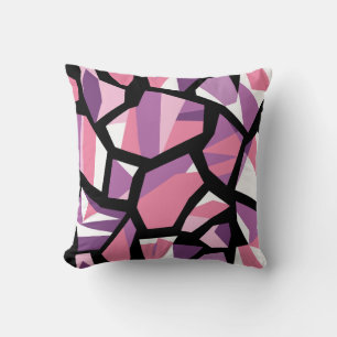 Almofada Mosaico Geométrico Vibrante em Rosa e Roxo