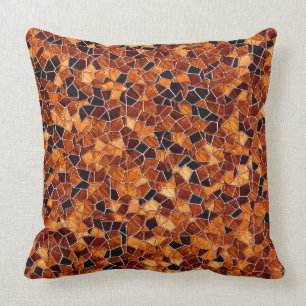 Almofada Mosaico laranja preto e fogo, separação de linha
