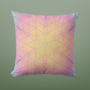 Almofada Mosaico Mandala Amarelo Cor-de-rosa e Azul