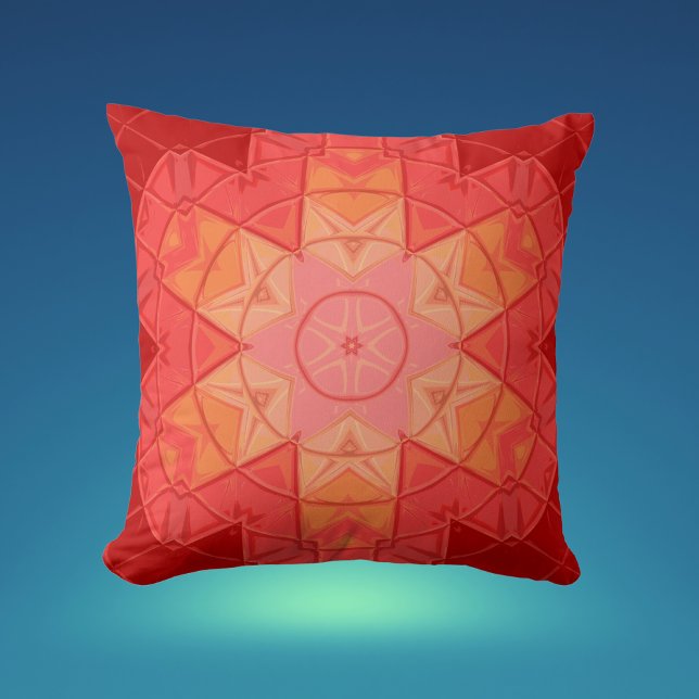 Almofada Mosaico Mandala Flor Vermelho e Laranja (Criador carregado)