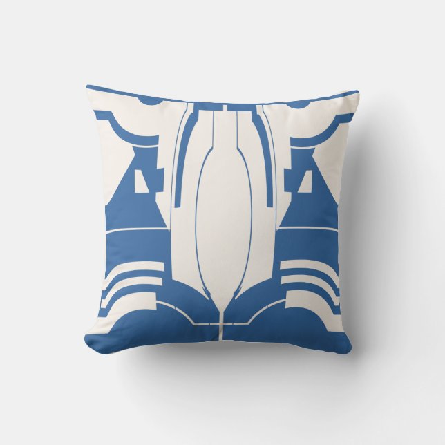 Almofada Mosaico Mediterrâneo Clássico Azul Esbranquiçado (Frente)