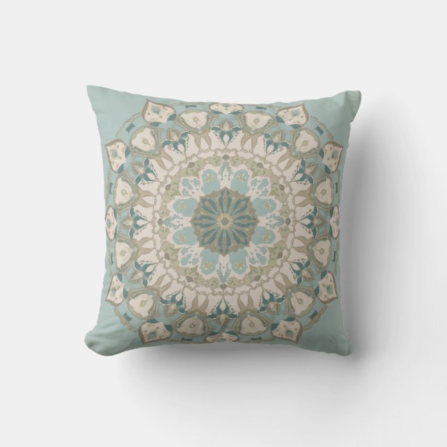 Almofada Mosaico Verde Azul Beige (Frente)