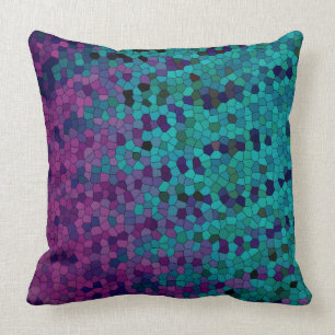Almofada Mosaico violeta roxo azul-turquesa