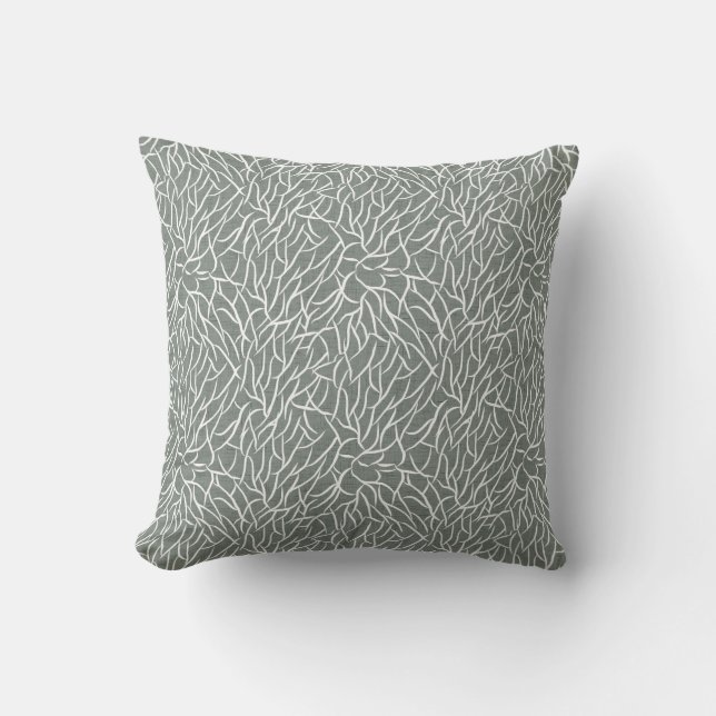 Almofada Moss sage green boho bare coral branches  (Frente)