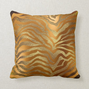 Almofada Mostarda Glam Dourado africana da pele animal da