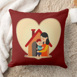 Almofada Mother and Child Love Illustration – Warm Family