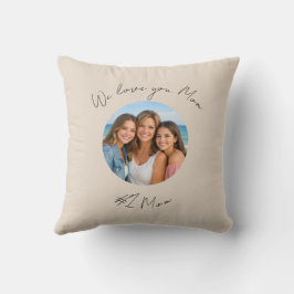 Almofada Mother's Day Mom Photo Text Throw Pillow Beige