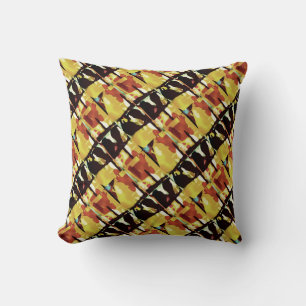 Almofada Motif Azulejo Pequeno Rastreado Preto Amarelo