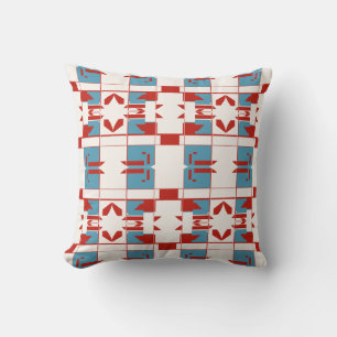Almofada Motif Azulejo Vermelho Azul Esbranquiçado do Medit