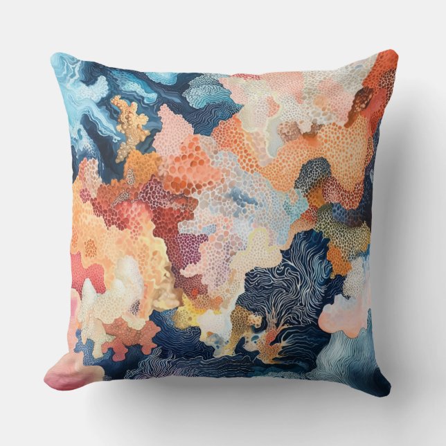 Almofada Motif corail abstrait pour déco marine 🌿 (Frente)