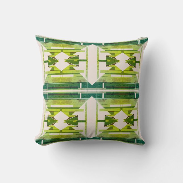 Almofada Motif de Arte do Sudoeste, Azulejo Verde Padrão (Frente)