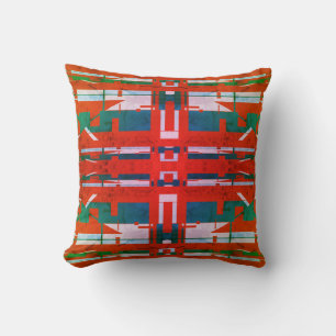 Almofada Motif de Arte do Sudoeste Verde Vermelho Turquesa