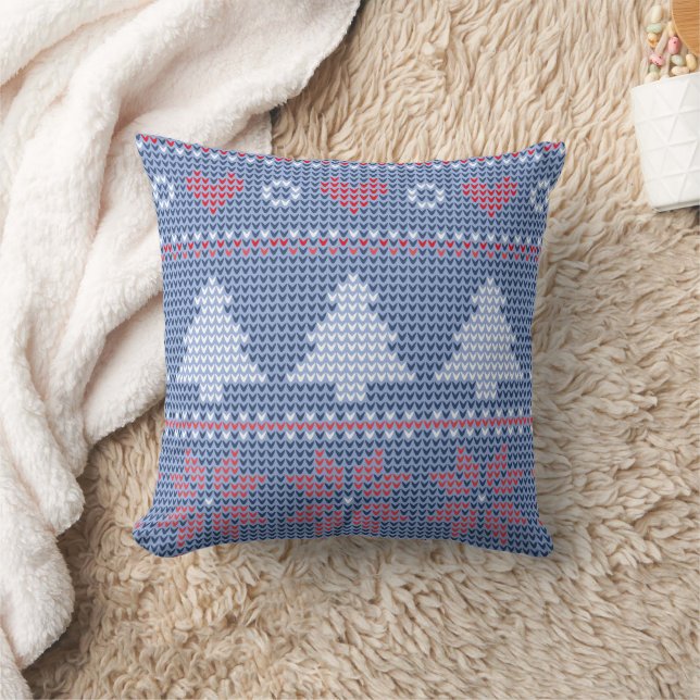 Almofada Motif de tricot de Noël Bleu (Cobertor)
