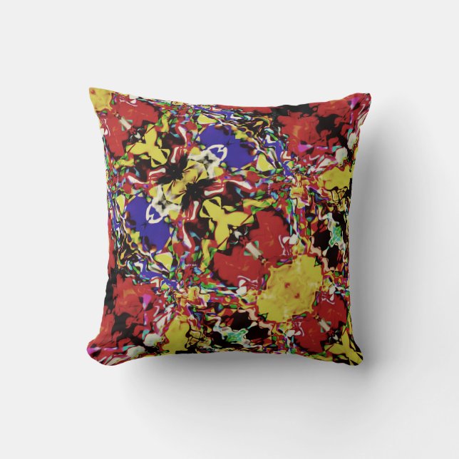 Almofada Motif Floral Amarelo-Púrpura-Vermelha (Frente)