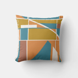 Almofada Motif Geométrico Dourado Laranja Turquesa Branco